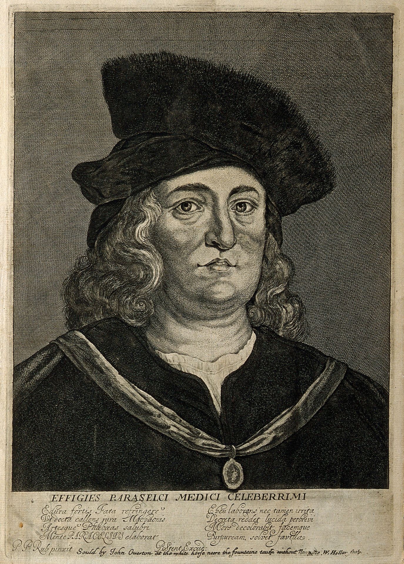 Seventeenth-century etched portrait of Paracelsus